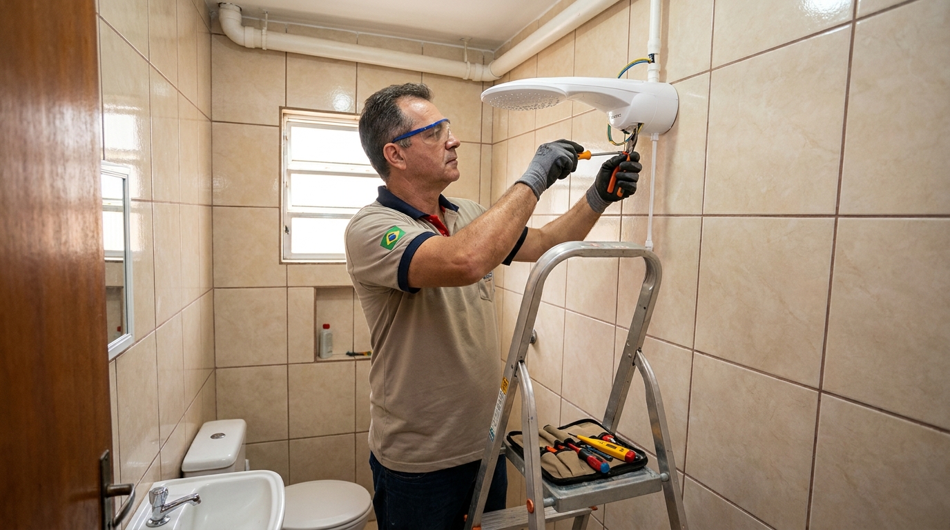 Substituição de Chuveiro Antigo em Araraquara‑SP